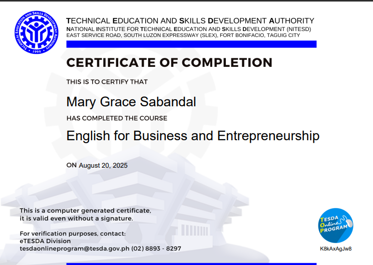 English for Business Certificate